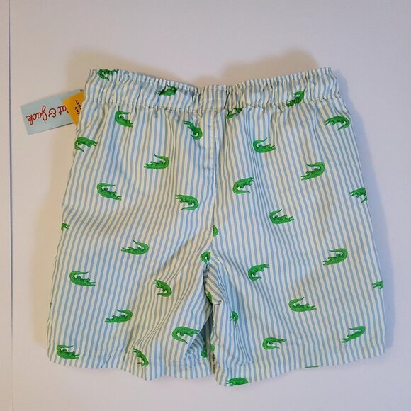 Cat & Jack Boys UPF 50+ SwimTrunks Green Crocodile Print L (10/12) Elastic Waist - Picture 2 of 9